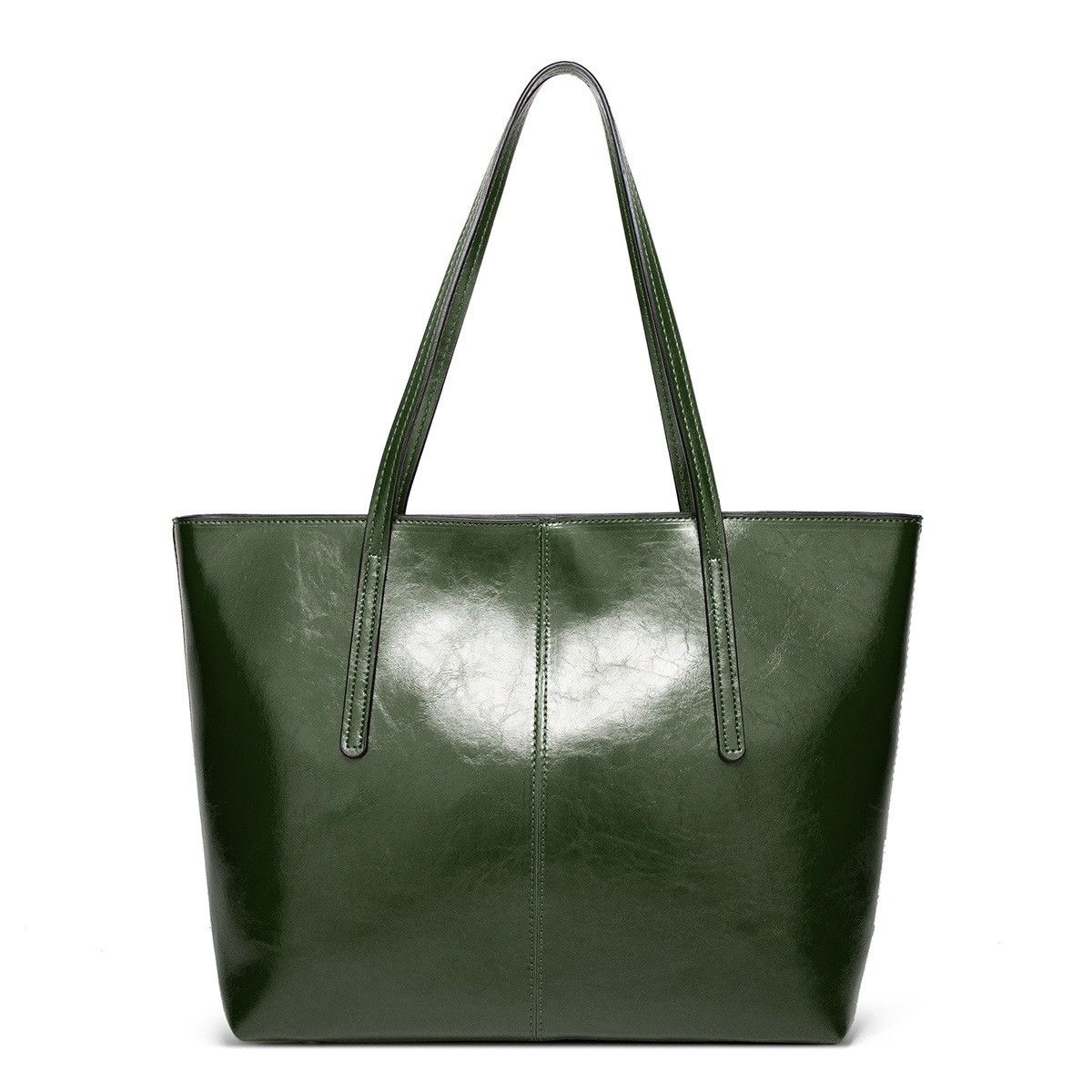 Large Faux Leather Tote Bag with Zip Closure and Interior Pockets