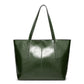 Large Faux Leather Tote Bag with Zip Closure and Interior Pockets