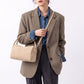 Faux Suede Satchel Bag with Detachable Crossbody Strap Beige