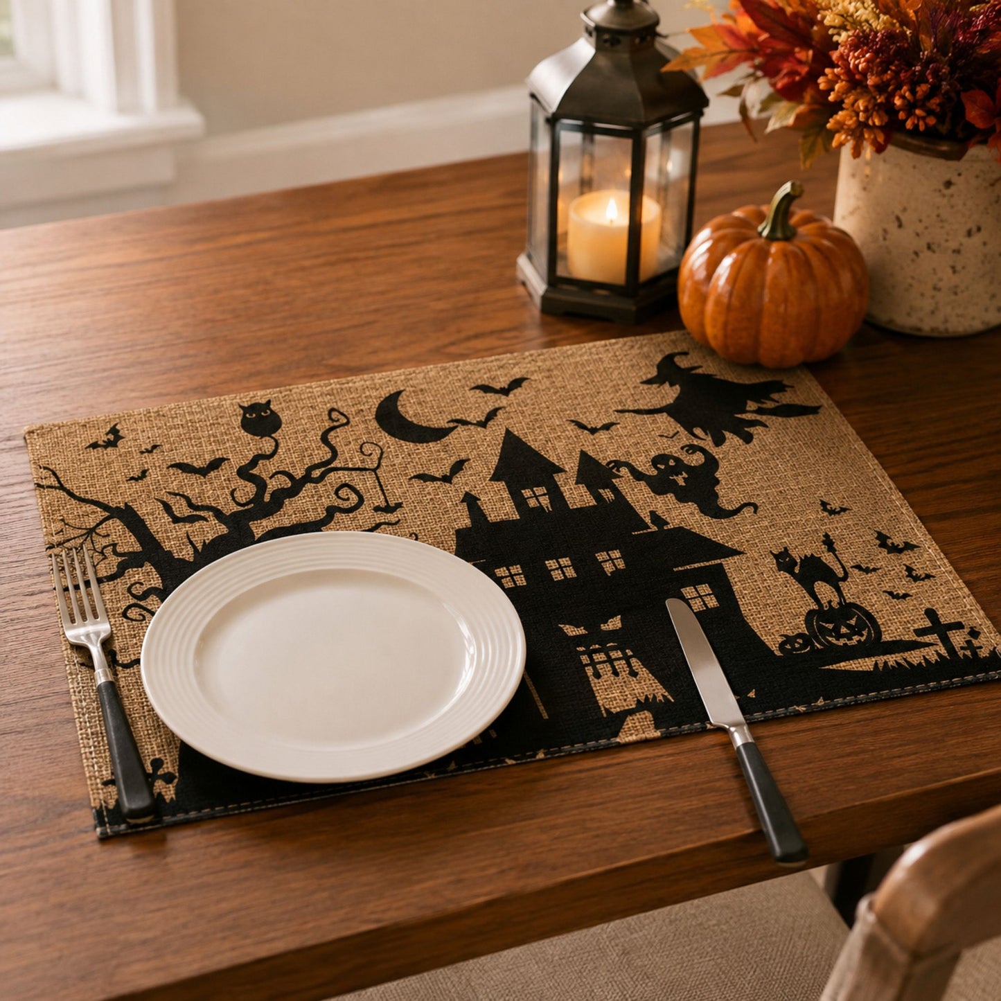Halloween Ghost Pumpkin Skeleton Placemat Set of 4