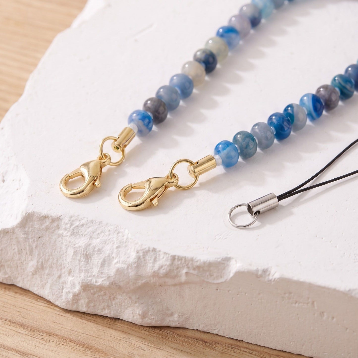 Beaded Phone Wrist Strap with Removable Clasps