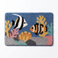Coastal Beach Scene Plush Bathroom Mat with Umbrella and Ocean Wave Design