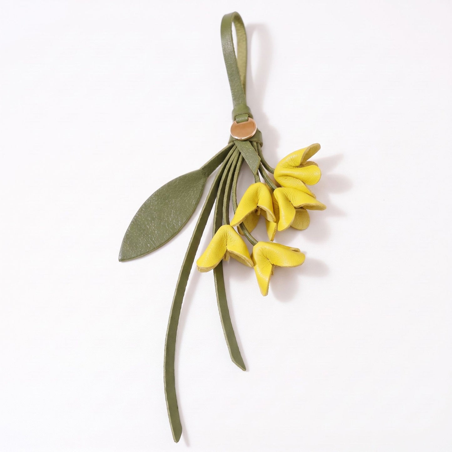 Flower Bag Charm with Leaf Detail and Loop Attachment