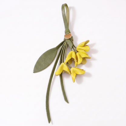 Flower Bag Charm with Leaf Detail and Loop Attachment