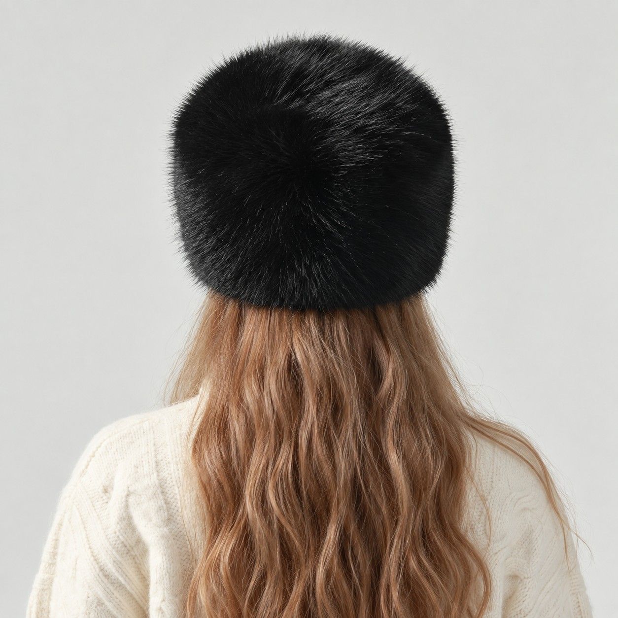 Faux Fur Pillbox Hat Soft Plush Brimless Winter Fashion Cap