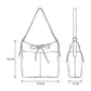 Adjustable Shoulder Bag Bow Detail Large Hobo Tote with Zipper Closure