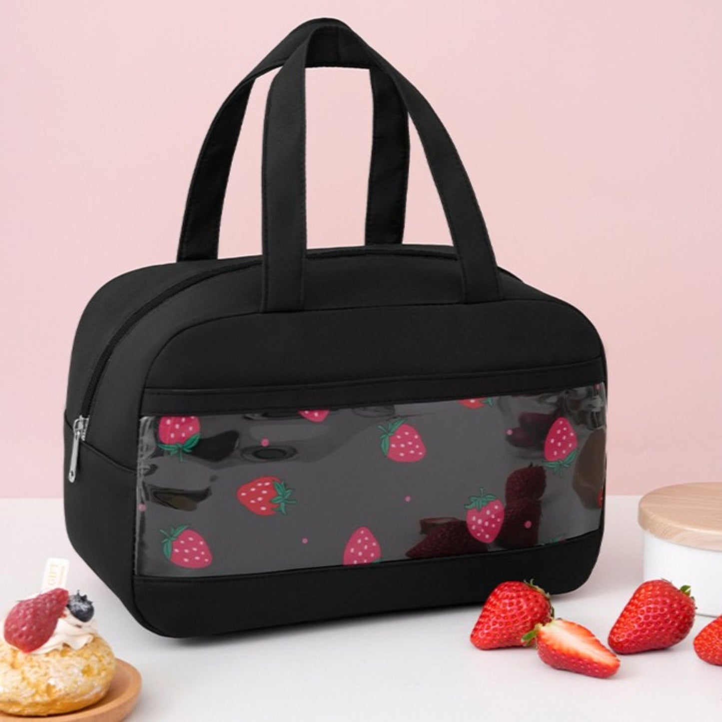 Fruit Print Insulated Lunch Bag Large Capacity Waterproof Lunch Tote for Work School