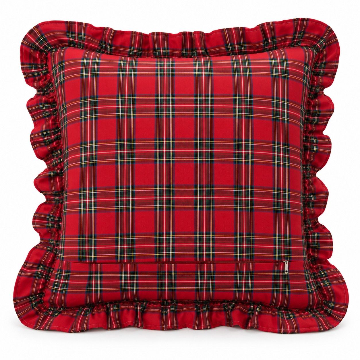 2 Pack Christmas Plaid Ruffle Throw Pillow Covers 18 x 18 Inch for Couch and Bed