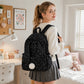 Bunny Ear Backpack with Pom Pom and Multiple Pockets