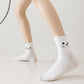 Cat Face Grip Socks with Paw Print Anti-Slip Sole Soft Knit Ankle Socks for Home or Yoga 3-Pack