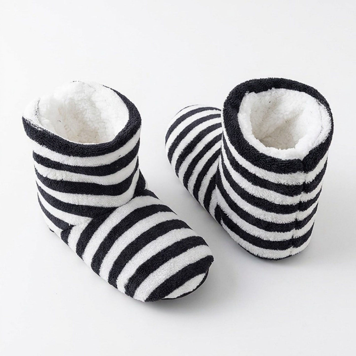 Striped Fuzzy Slipper Boots  US 5-10.5