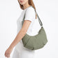 Padded Crescent Shoulder Bag with Wide Strap and Top Zipper Closure 13x7.5x2.5in