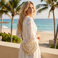 Crochet Crossbody Bag with Scalloped Flap Magnetic Closure and Shoulder Strap