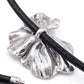 Three-Petal Flower Leather Waist Rope Adjustable Vintage Body Belt Floral Inspired Waist Jewelry 47.2in- Silver