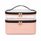 Two-Tier Clear Travel Makeup Bag with Handle for Toiletries and Beauty Storage
