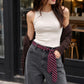 Striped Long Necktie for School Uniform and Waist Belt Styling