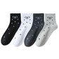 Soft Cotton Ankle Socks with Bow Embroidery Polka Dot Design 4 Pairs