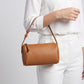 Barrel Shoulder Bag with Adjustable Strap and Top Zipper Closure 7.5x4.5x3in