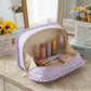 Ruffle Trim Travel Makeup Bag with Zipper Closure
