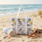 Printed Beach Tote Bag with Mesh Pockets and Shoulder Handles