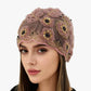 Floral Beaded Mesh Cloche Cap with Scalloped Trim