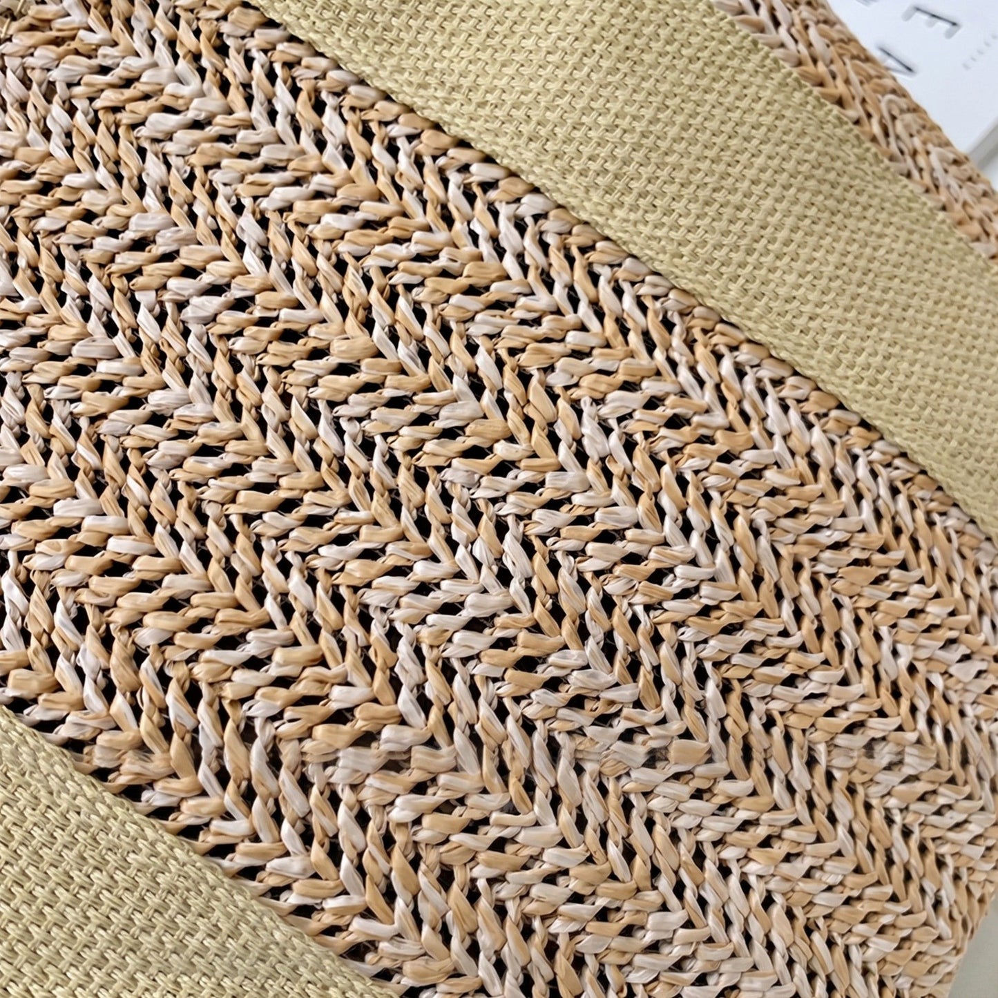 Woven Straw Tote Bag with Wide Shoulder Straps Lightweight Crochet Knit Small Tote Bag