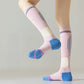 3-Pair Set Colorblock Athletic Knee-High Socks with Cushioned Heel Arch Support for Daily Fitness