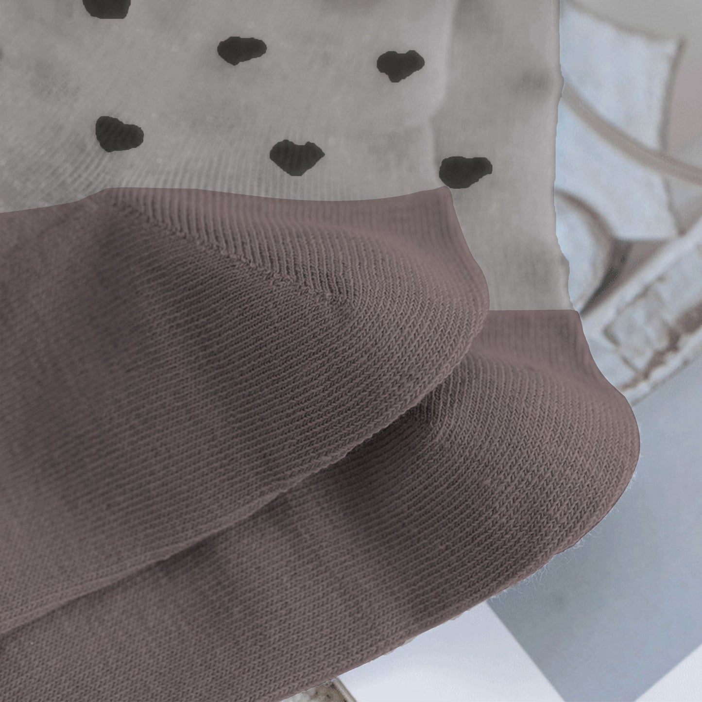 5pk Sheer Ankle Socks with Polka Dot Design