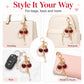 Cherry Bag Charm Keychain with Faux Pearl Loop and Gold-Tone Clips