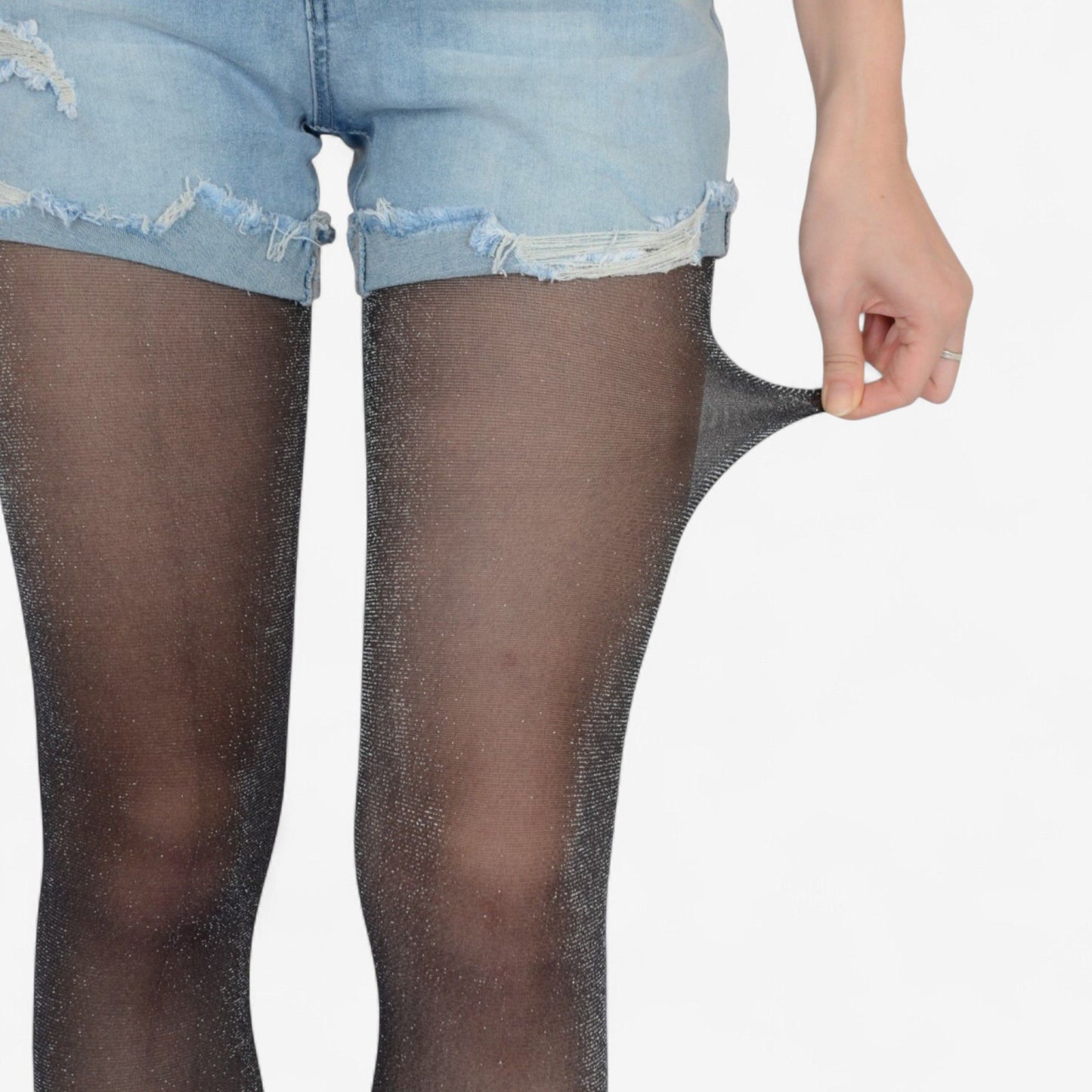 2-Pair Glitter Sheer Tights with Stretch Fit and Subtle Sparkle Suitable Height 5'1-5'8