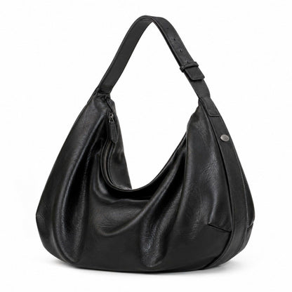 Oversized Slouchy Hobo Shoulder Bag with Adjustable Wide Strap and Zippered Pocket