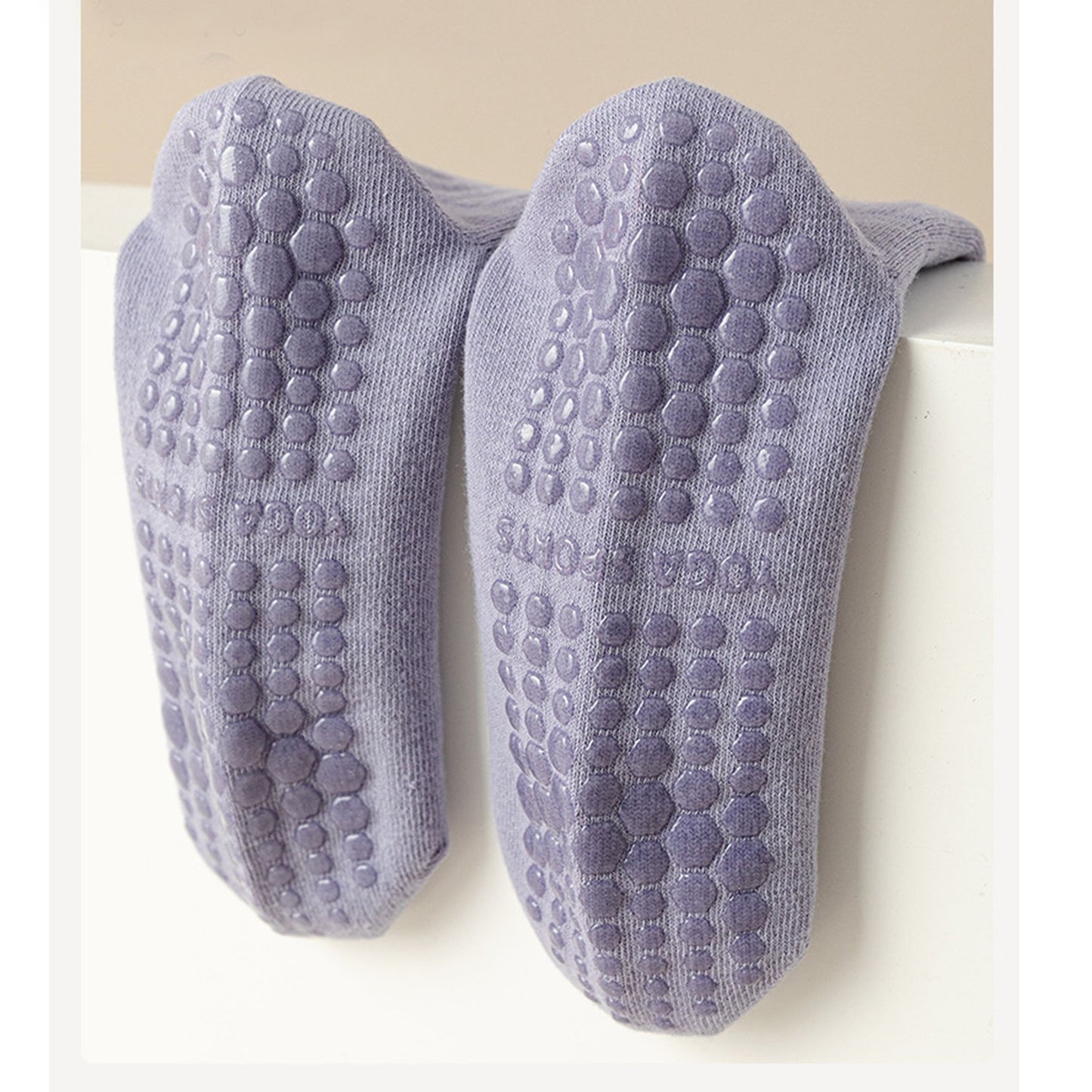 Womens Non-Slip Grip Crew Socks 3 Pair Pack Custom Color Combos Soft Ribbed Cotton with 3D Silicone Heel