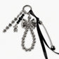 Bow Beaded Charm Keychain with Star Chain Teddy Bear Pendant Ribbon Tassel Bag Charm Key Ring Accessory