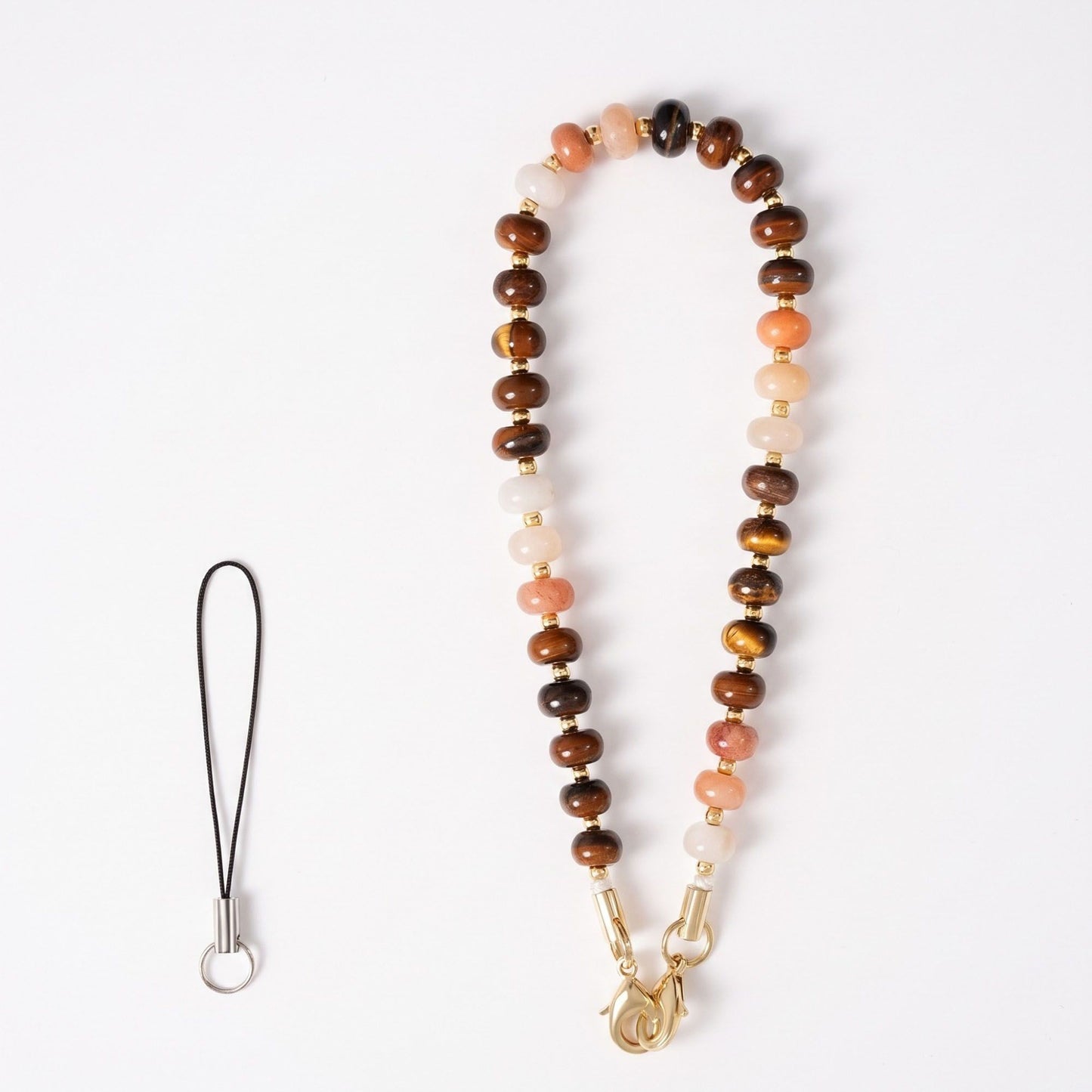Oval Beaded Phone Wrist Strap with Detachable Clasps