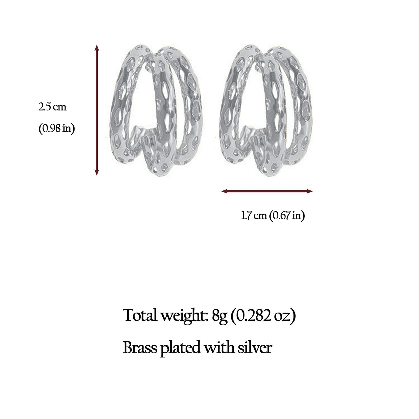 Hollow Out Hoop Earrings - 2.5cm Diameter Hoops