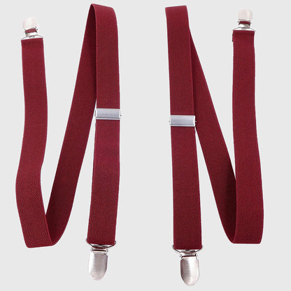 Men's Elastic Suspenders 47 inches - Adjustable 4-Clips Formal & Casual Suspenders for Trousers