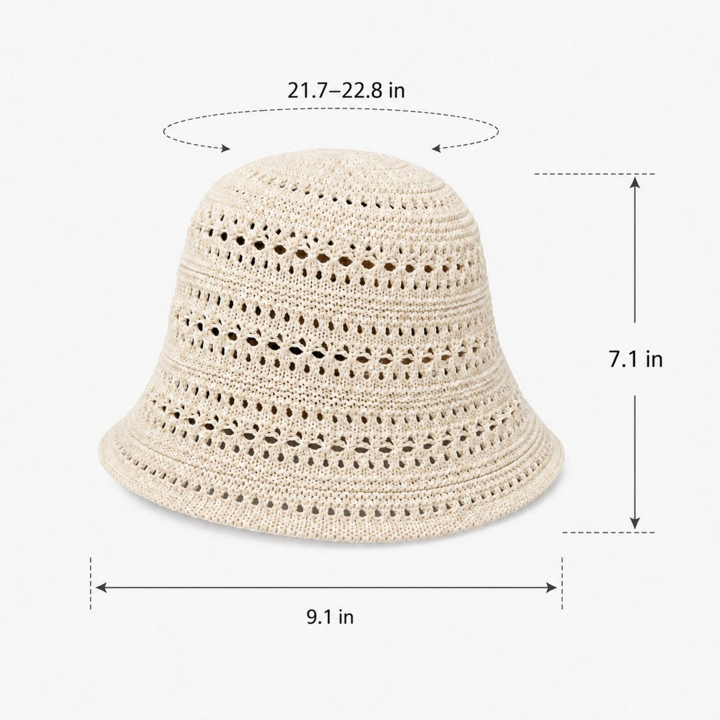 Crochet Bucket Hat Open Knit Brim Lightweight Packable Summer Beach Hat