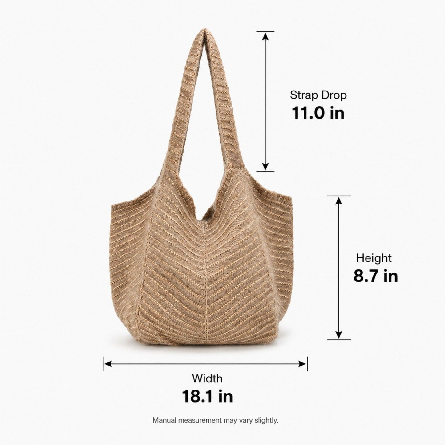 Soft Knit Hobo Tote Bag with Textured Shoulder Strap