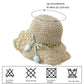 Hand - Crocheted Straw Sun Hat with Floral Accents