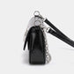 Glossy Crescent Accent Flap Shoulder Bag with Chain Detail