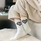 3-Pair Fuzzy Valentine Heart Knit Crew Socks Set with Soft Plush Texture, Stretchy Cozy Fabric, and Cute Heart Accent for Gifting