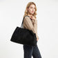 Faux Suede Shoulder Tote Bag Large Capacity Handbag with Magnetic Closure