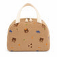 Heart Print Corduroy Insulated Lunch Bag with Handles and Zip Closure