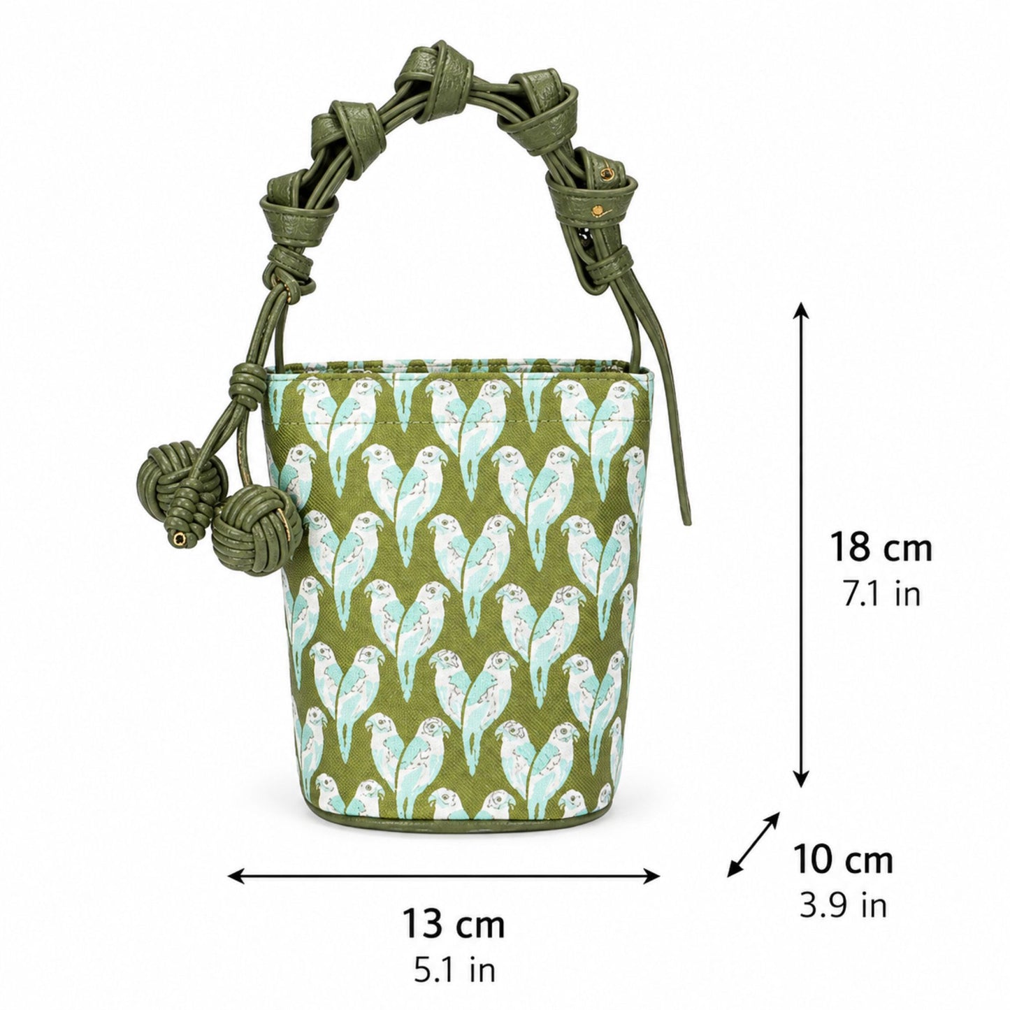 Embroidered Bucket Bag Bird Print Shoulder Bag