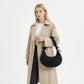 Faux Suede Hobo Shoulder Bag Ruched Strap Zipper Closure Everyday Purse
