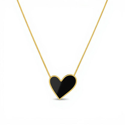 Heart Pendant Necklace with Enamel Finish Minimalist Chain Jewelry for Everyday Layering