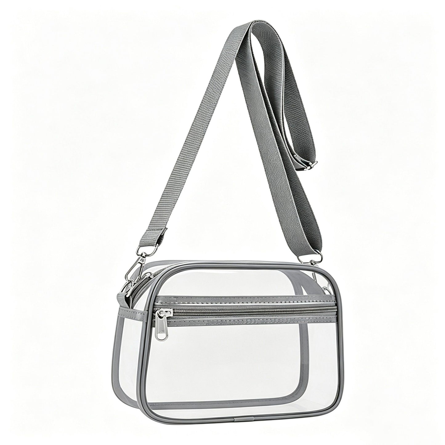 Clear Stadium Crossbody Bag with Front Zipper Pocket, Adjustable Strap and Medium Transparent Design