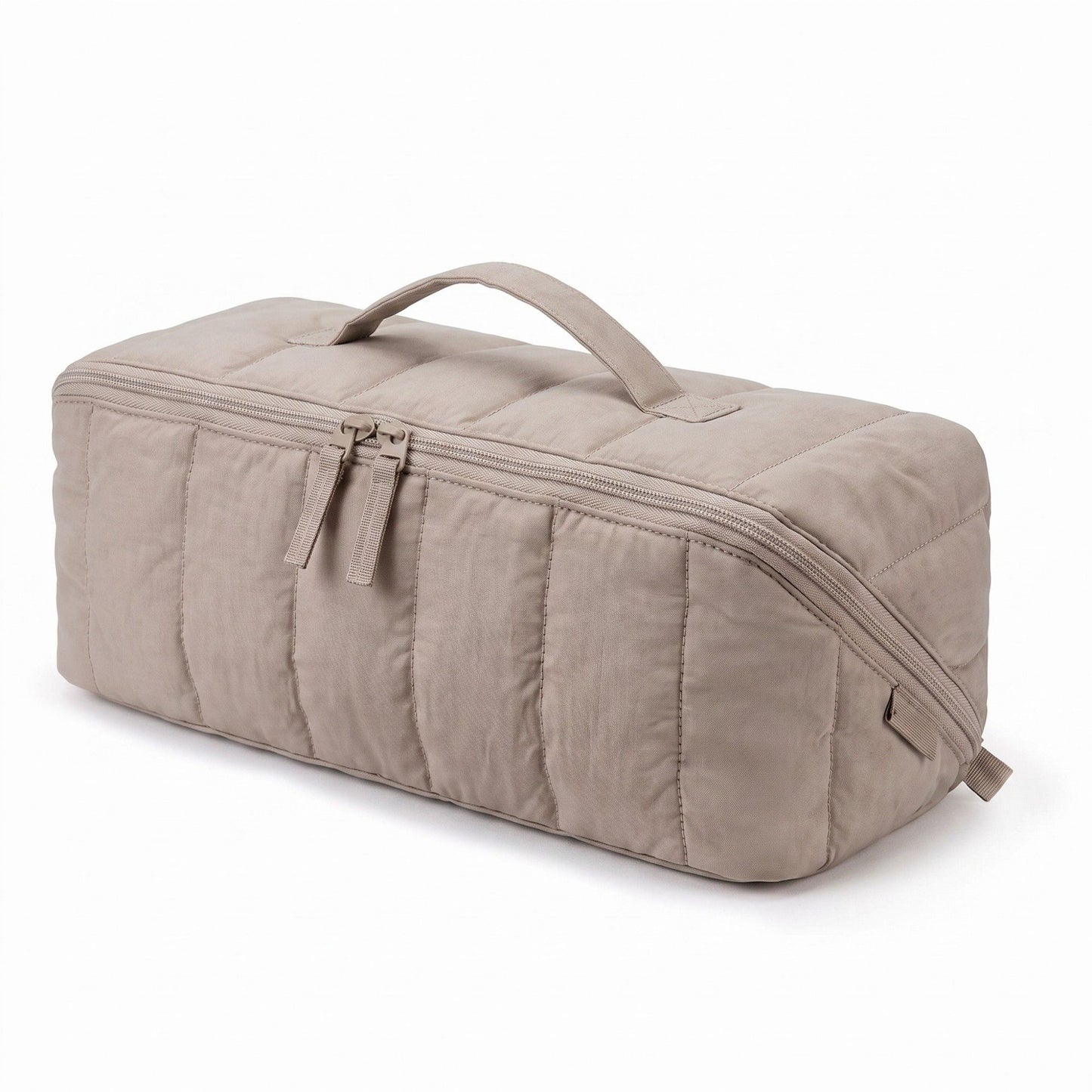 Vertical Padded Rectangular Travel Pouch with Top Carry Handle and Dual Zipper Pulls 16.7x5.3x5.3in
