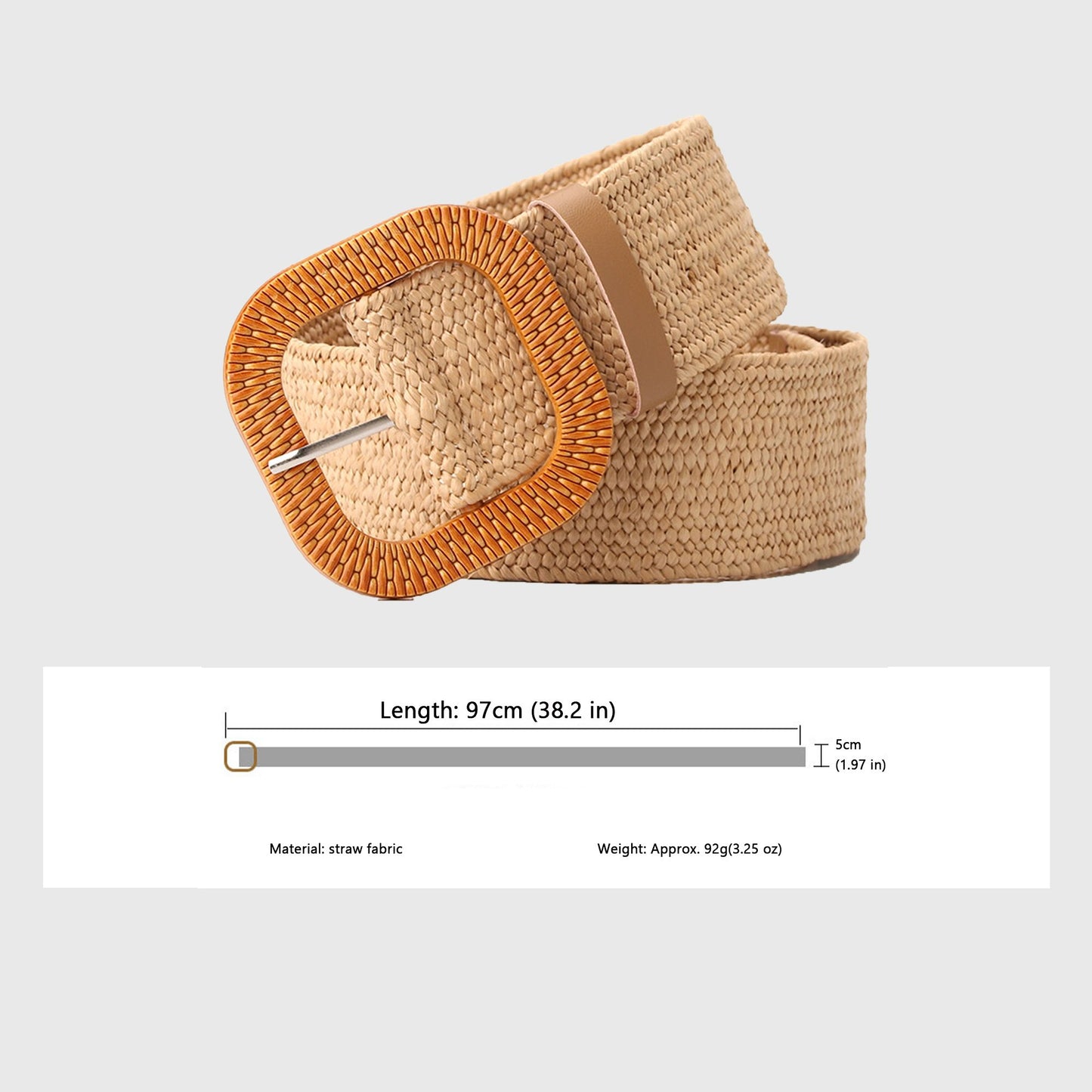 Stylish Straw Belt with Woven Buckle