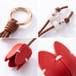 Tulip Flower Bag Charm with Bead Accents and Key Ring